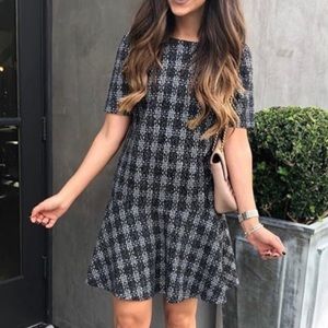 Loft knit plaid flounce shift dress